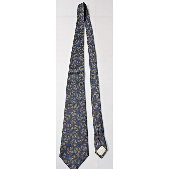 Pierre Cardin Mens Neck Tie Silk Blue Floral Abstract Art Deco Print USA - Picture 4 of 9